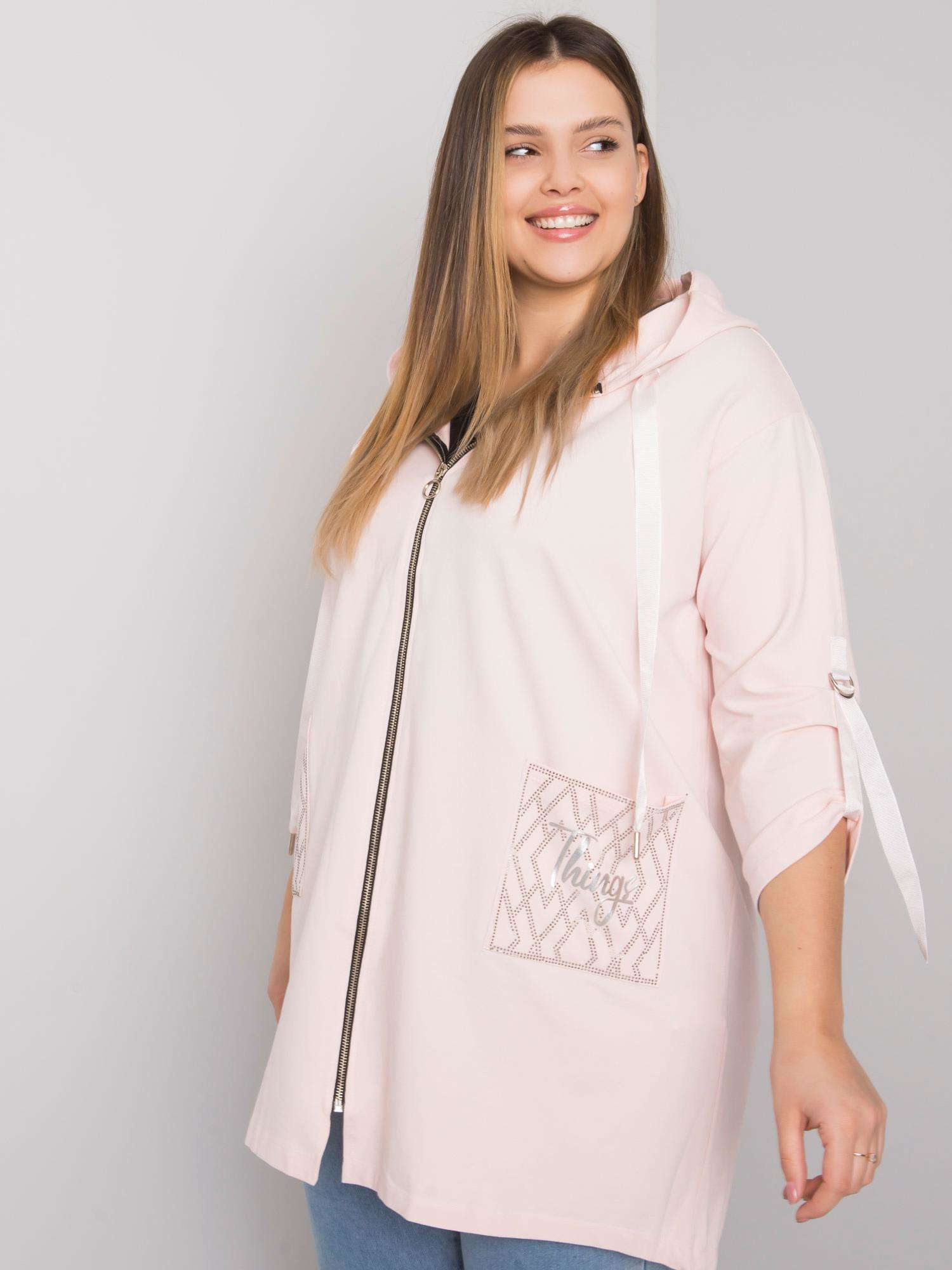 Jasnoróżowa bluza plus size na suwak Zurich