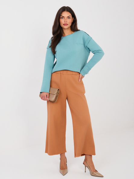 Ceglaste damskie jeansy wide leg