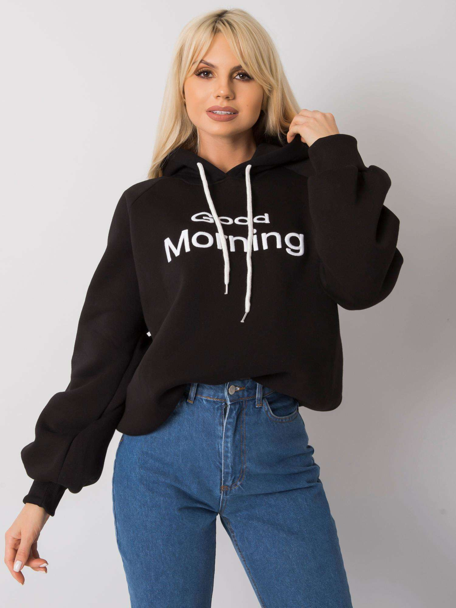 Černá zateplená oversized mikina s kapucí Alice.