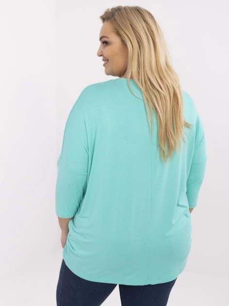 Turkusowa damska bluzka plus size z napisami