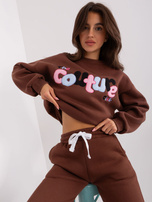 Hurt Ciemnobrązowy komplet dresowy o kroju oversize