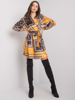 Czarno-żółta sukienka z paskiem Alarra