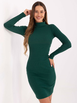 Ciemnozielona sukienka bodycon w prążek RUE PARIS 