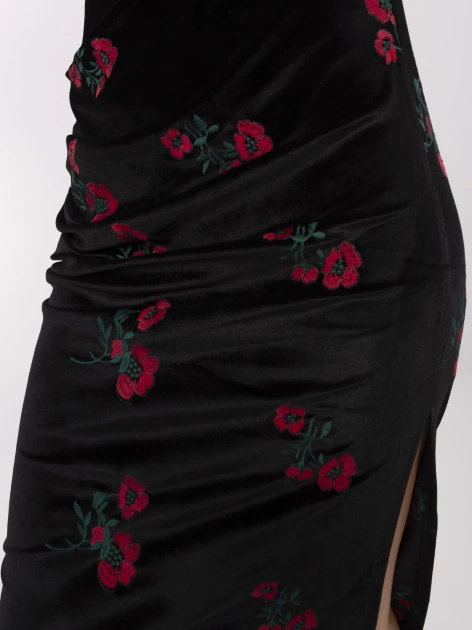 Hurt Czarna midi sukienka wieczorowa z rozcięciem