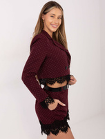 Burgundowo-srebrne damskie szorty od garnituru