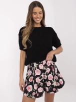 Hurt Czarne damskie spódnico-spodenki w kwiaty