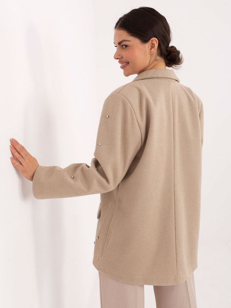 Beżowa elegancka marynarka z cyrkoniami