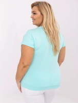 Miętowa damska bluzka plus size ze ściągaczami 
