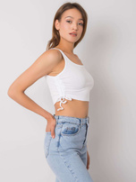 Biały crop top ze ściągaczami Loretta RUE PARIS