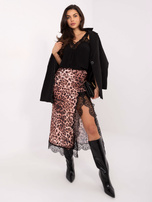 Beżowa satynowa spódnica z koronką 