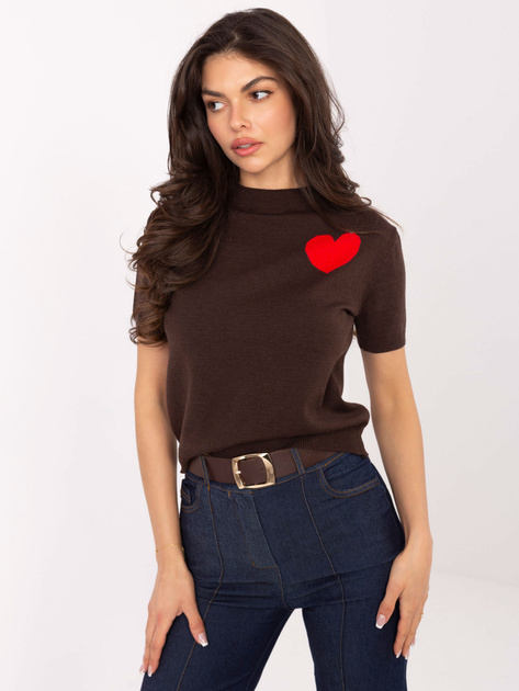 Brązowy damski sweter ze ściągaczami