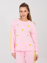 Pastelowy różowy komplet z bluzą bez kaptura RUE PARIS 