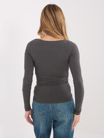 Grafitowa bluzka basic z okrągłym dekoltem  