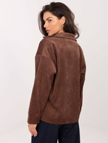 Czekoladowa rozpinana koszula ze sztruksu SUBLEVEL 