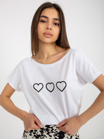 Hurt Biało-czarny damski t-shirt z nadrukiem Amor RUE PARIS