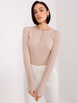Hurt Beżowa bluzka z okrągłym dekoltem BASIC FEEL GOOD