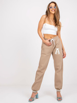 Ciemnobeżowe spodnie dresowe z bawełny Darina  