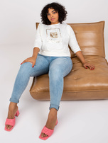 Ecru Bluse in Übergröße mit Print Roxanne.