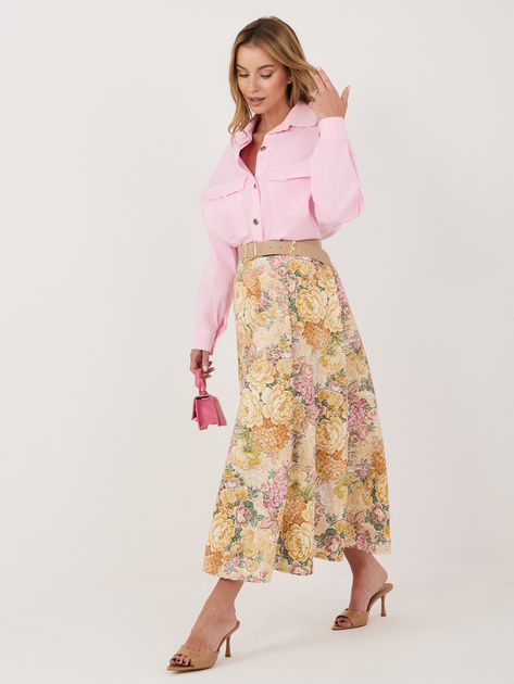 Żółta rozkloszowana spódnica w kwiaty