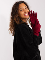 Hurt Bordowe rękawiczki w geometryczny wzór