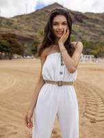 Ecru kombinezon z plecionym paskiem Felippa RUE PARIS