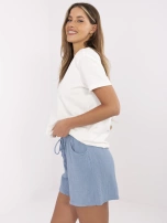 Brudnoniebieskie letnie szorty z muślinu 