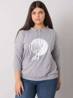 Szara melanżowa bluzka plus size z aplikacją Bella