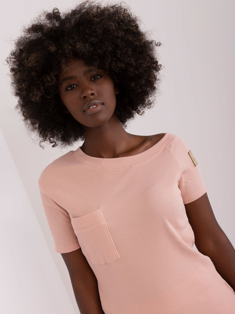 Hurt Brudnoróżowa damska bluzka w prążek OCH BELLA