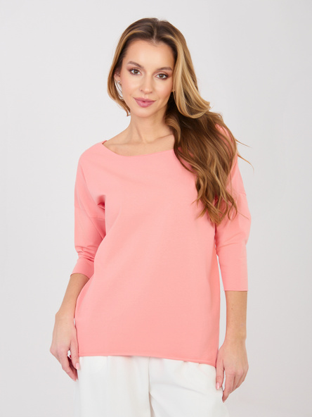 Brzoskwiniowa damska bluzka basic z bawełny RUE PARIS