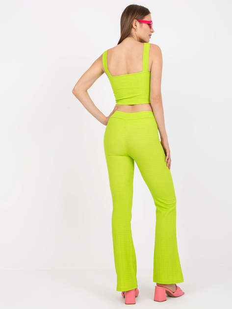 Limonkowy komplet casualowy ze spodniami z wysokim stanem