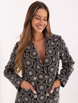 Czarna ażurowa marynarka z kieszeniami