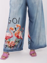 Niebieskie spodnie z tropikalnym nadrukiem