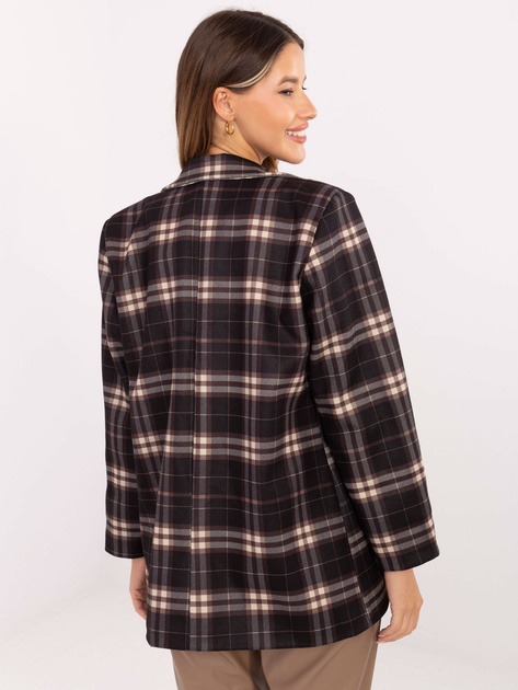 Czarno-beżowa damska marynarka w kratę