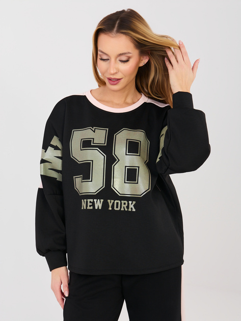 Czarny dwuczęściowy komplet z lampasami RUE PARIS