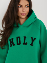 Ciemnozielona ocieplana bluza oversize z kapturem RUE PARIS