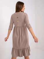 Ciemnobeżowa sukienka bawełniana z falbaną Surrey RUE PARIS
