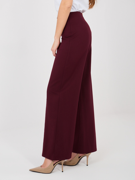 Śliwkowe garniturowe spodnie bez zapięcia RUE PARIS