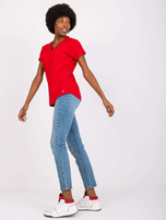 Czerwony luźny t-shirt Severine 