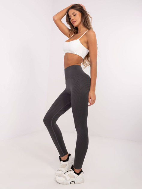 Hurt Ciemnoszare sportowe legginsy z przezroczystymi paskami
