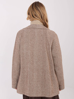 Brązowo-biała dwurzędowa marynarka z kaszmiru