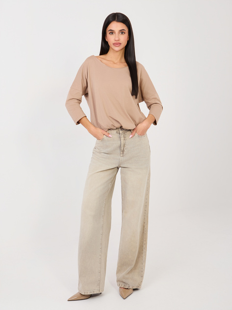 Ciemnobeżowa bawełniana bluzka basic RUE PARIS