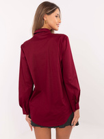 Hurt Bordowa bawełniana koszula damska z krawatem