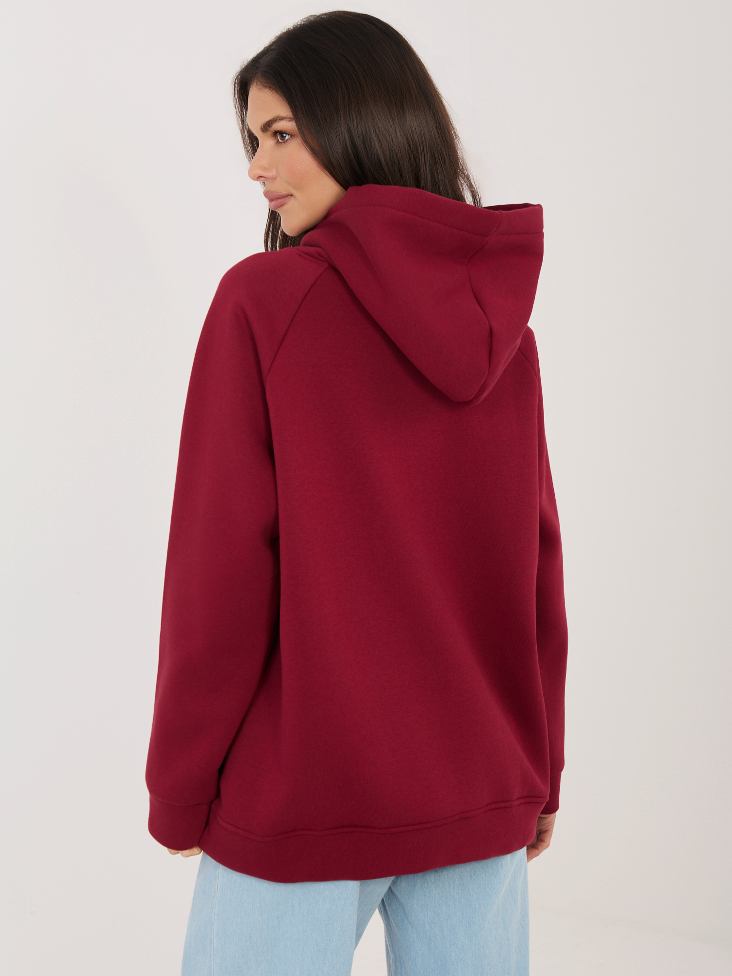 Bordowa damska bluza oversize z kapturem RUE PARIS 