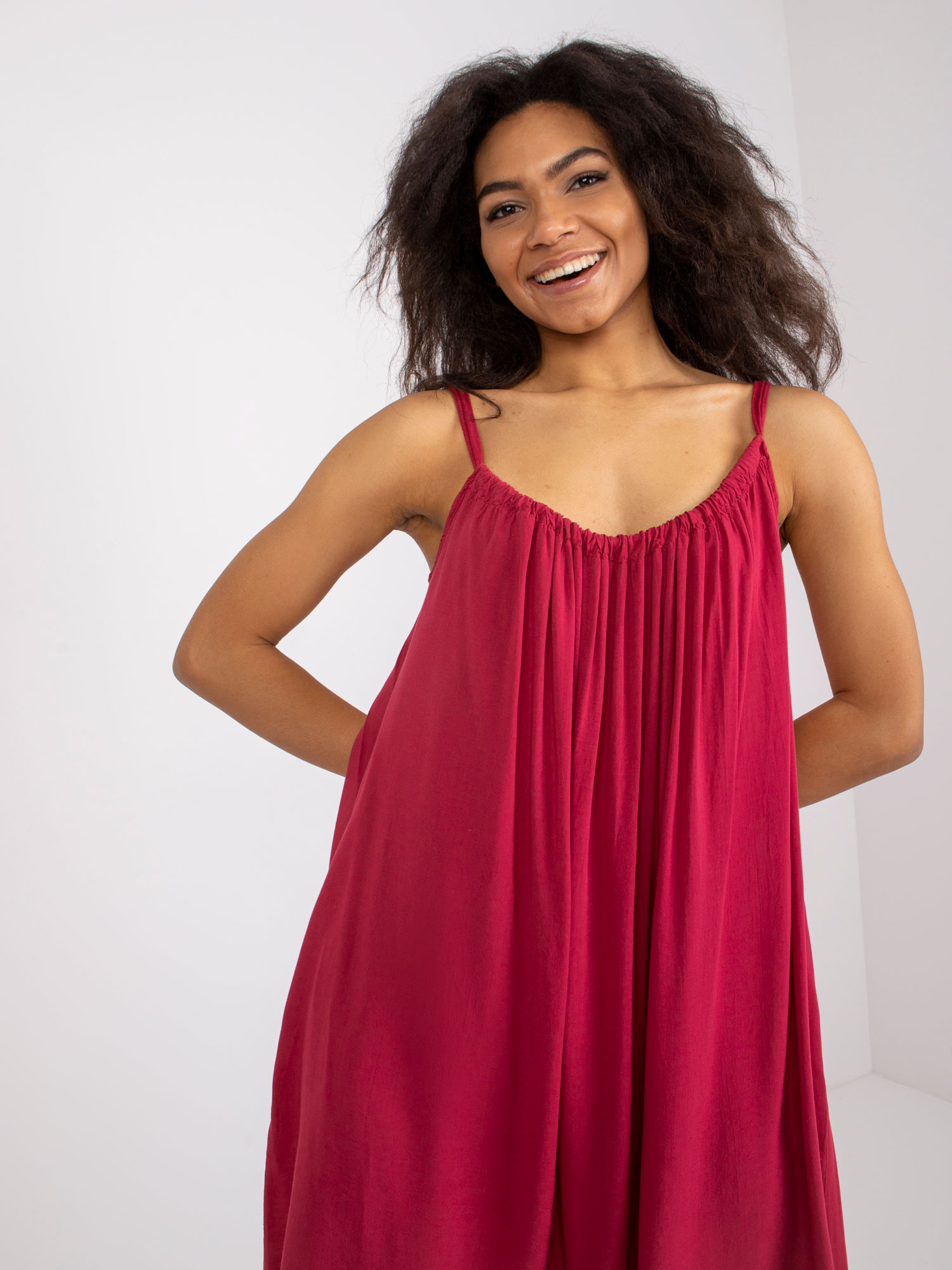 Burgundy spaghetti strap dress Polinne OCH BELLA.