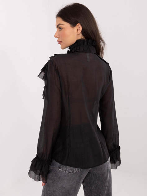 Czarna rozpinana koszula z wiązaniem