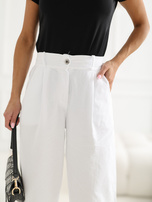 Białe sztruksowe spodnie z kieszeniami RUE PARIS