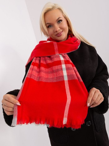Wholesale red-gray women's scarf with fringes.
