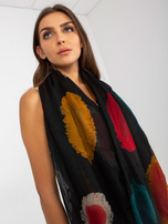 Hurtownia Czarna damska chusta komin z printami 