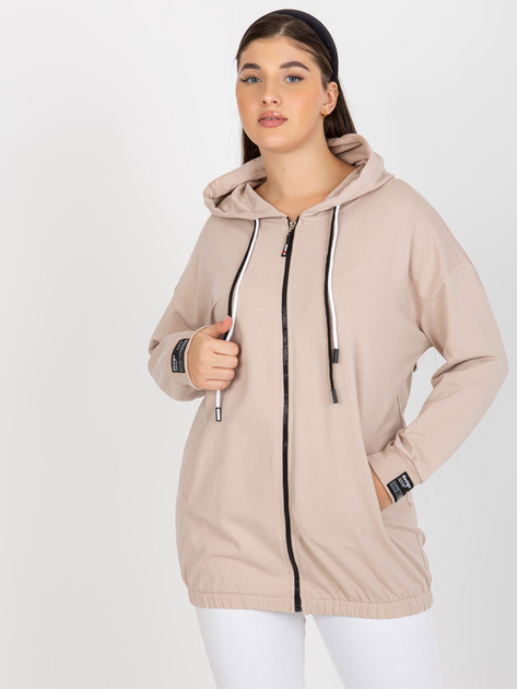 Hurt Beżowa rozpinana bluza plus size z kieszeniami