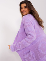 Hurtownia Jasnofioletowy miękki kardigan we wzory